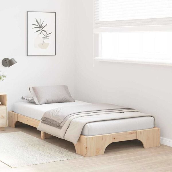 vidaXL Bed Frame Natural 100 x 200 cm Solid Pine Wood