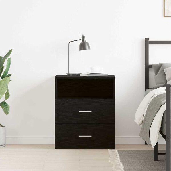 vidaXL Nightstand with Drawer Black Oak 50 x 32 x 60cm Engineered Wood