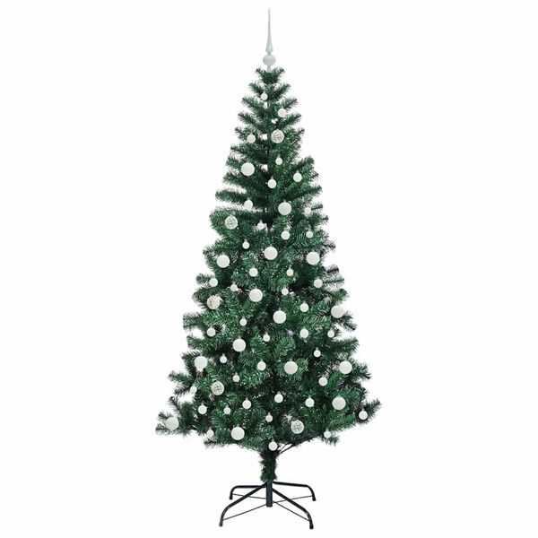 vidaXL Artificial Pre-lit Christmas Tree Green 210 cm PVC and Metal