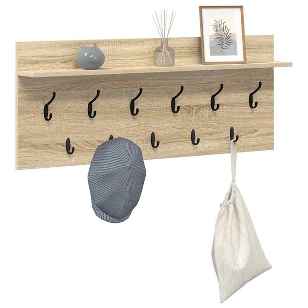 vidaXL Wall-Mounted Coat Rack with Shelf Sonoma Oak 100 x 40 x 12 cm