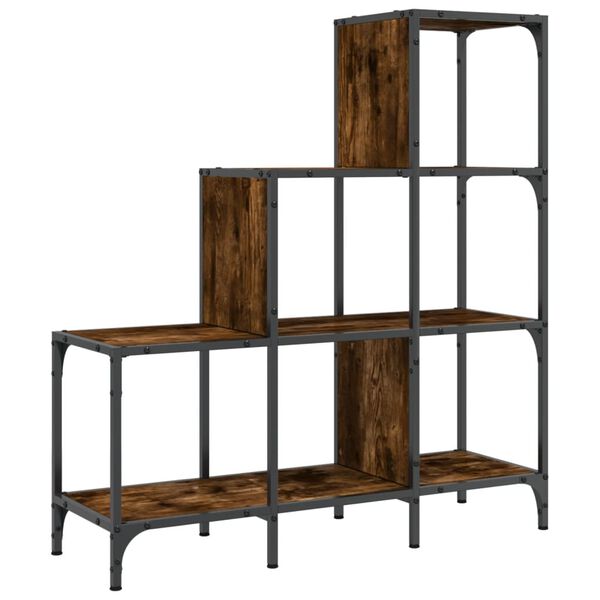 vidaXL Bookcase Smoked Oak 92x30x102 cm Engineered Wood and Metal