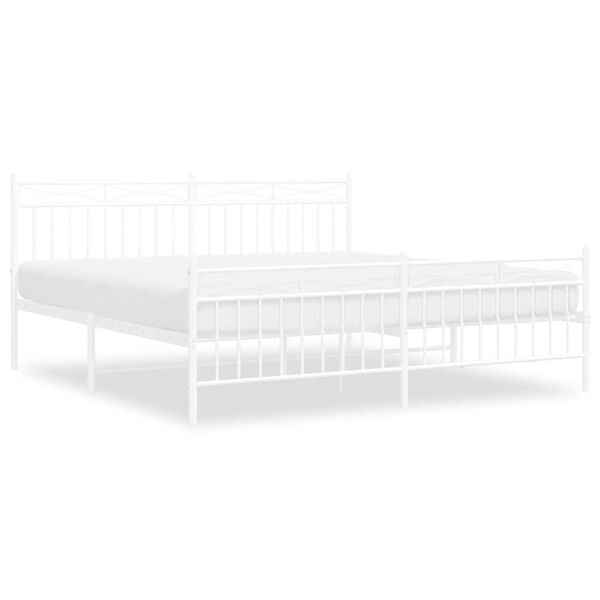 vidaXL Metal Bed Frame without Mattress with Footboard White 183x213cm