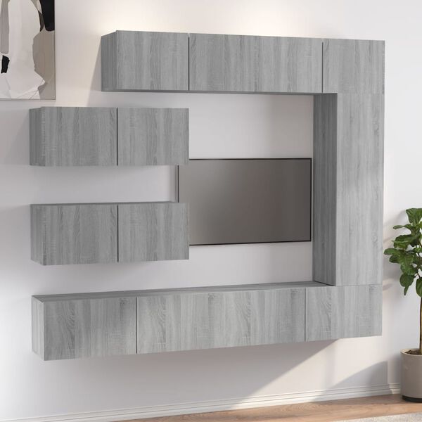 vidaXL 7 Piece TV Cabinet Set Grey Sonoma Engineered Wood