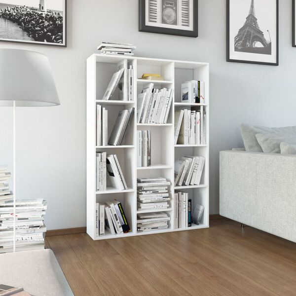 vidaXL Room Divider/Book Cabinet High Gloss White 100x24x140 cm Engineered Wood