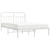 vidaXL Metal Bed Frame without Mattress with Headboard White 135x190cm