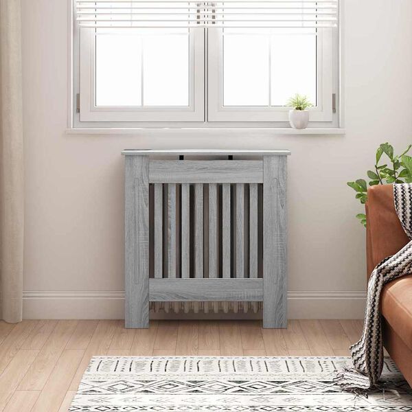 vidaXL Radiator Cover Grey Sonoma 78 x 19 x 81.5 cm Engineered Wood