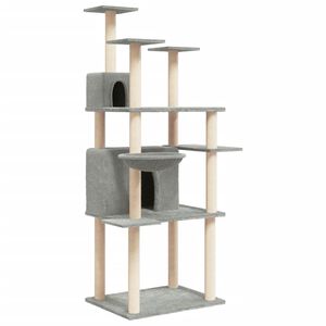 vidaXL Cat Tree with Sisal Scratching Posts Light Grey 166 cm