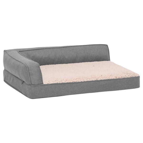 vidaXL Ergonomic Dog Bed Mattress 90x64 cm Linen Look Fleece Grey