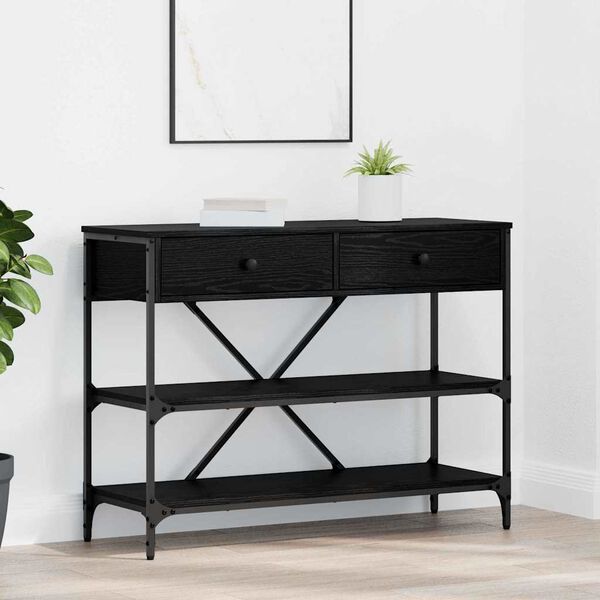 vidaXL Console Table with Drawer Black Oak 100 x 34.5 x 75 cm Wood