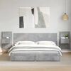 vidaXL Bed Headboard with Cabinets Concrete Grey 200 cm Engineered Wood