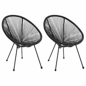 vidaXL Moon Chair | Set of 2 | Black | Round PVC Rattan | Garden Chair | Round