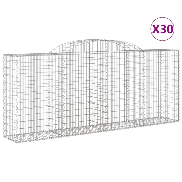 vidaXL Arched Gabion Baskets 30 pcs 300x50x120/140 cm Galvanised Iron