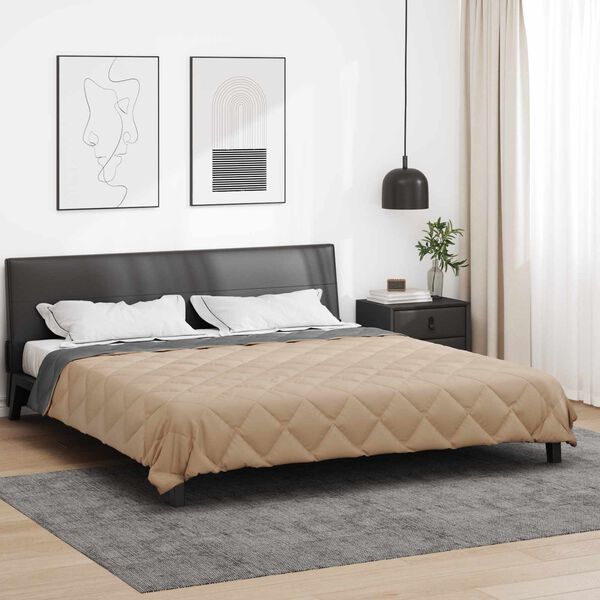 vidaXL Full Year Duvet Anthracite and Taupe 220 x 240 cm Microfiber