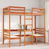 vidaXL Loft Bed Frame with Desk and Chairs Wax Brown 80x200cm Solid Wood Pine