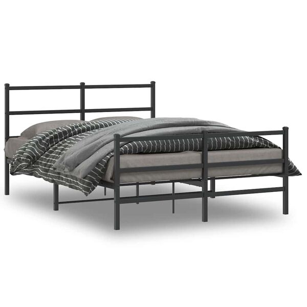 vidaXL Metal Bed Frame without Mattress with Footboard&nbsp;Black 140x200cm