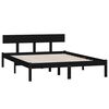 vidaXL Bed Frame without Mattress Black Solid Wood Small Double