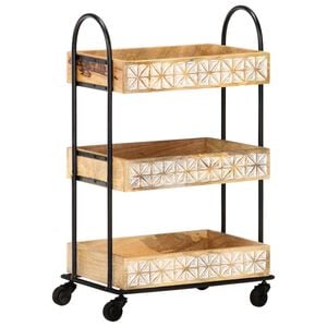 vidaXL 3-Tier Kitchen Trolley 46x30x76 cm Solid Mango Wood