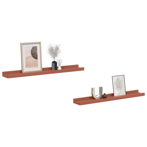 vidaXL Wall Shelf with Shelf 2 pcs Red 60 x 9 x 3 cm Engineered Wood