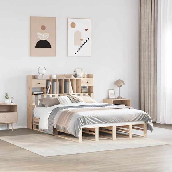 vidaXL Bookcase Bed without Mattress 160x200 cm Solid Wood Pine