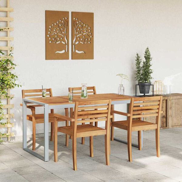 vidaXL Garden Dining Table Grey 160 x 80 x 75 cm Solid Acacia Wood