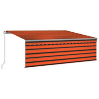 vidaXL Manual Retractable Awning with Blind&LED 4x3m Orange&Brown