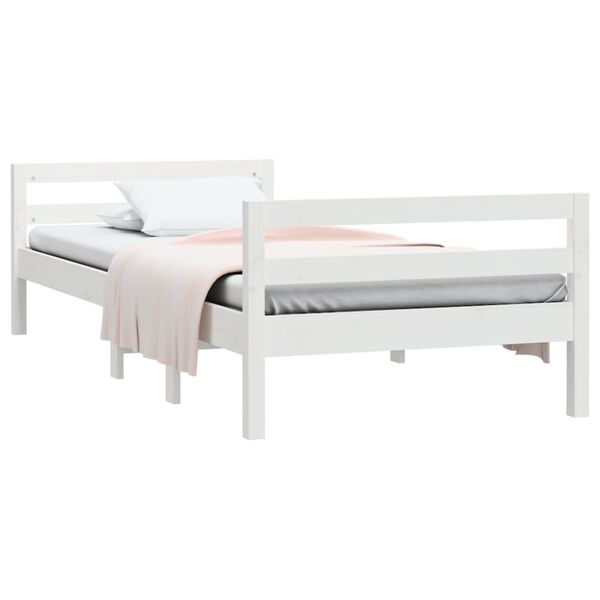 vidaXL Bed Frame without Mattress White 90x190 cm Single Solid Wood Pine
