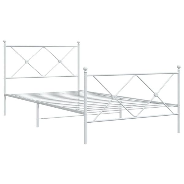 vidaXL Metal Bed Frame without Mattress with Footboard White 100x190cm