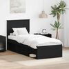 vidaXL Bed Frame with Headboard Black 75 x 190 cm Solid Pine Wood