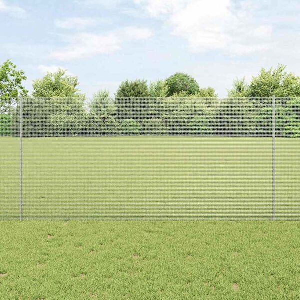 vidaXL Fence with Post Silver 1.2 x 10 m Steel