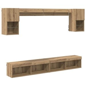 vidaXL TV Wall Units with LED 6 pcs Artisan Oak Engineered Wood