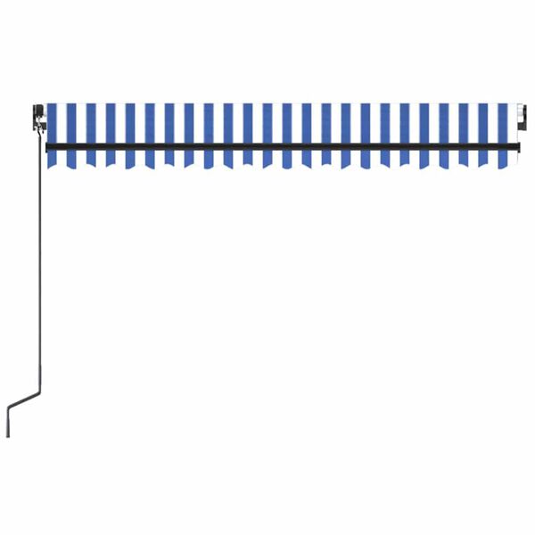 vidaXL Manual Retractable Awning with LED 450x300 cm Blue and White