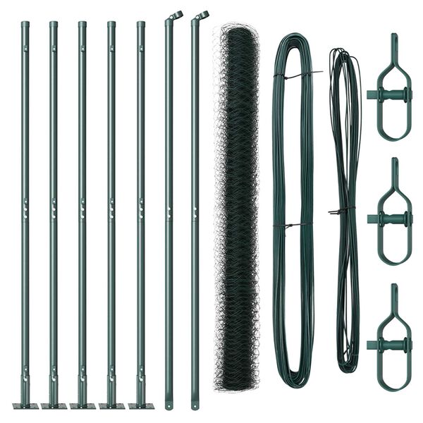 vidaXL Fence Post Green 10 x 1.4 m (50 mm mesh) Steel and PVC