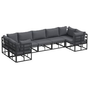 vidaXL Garden Sofa Set with Cushion 7 pcs Black Aluminium