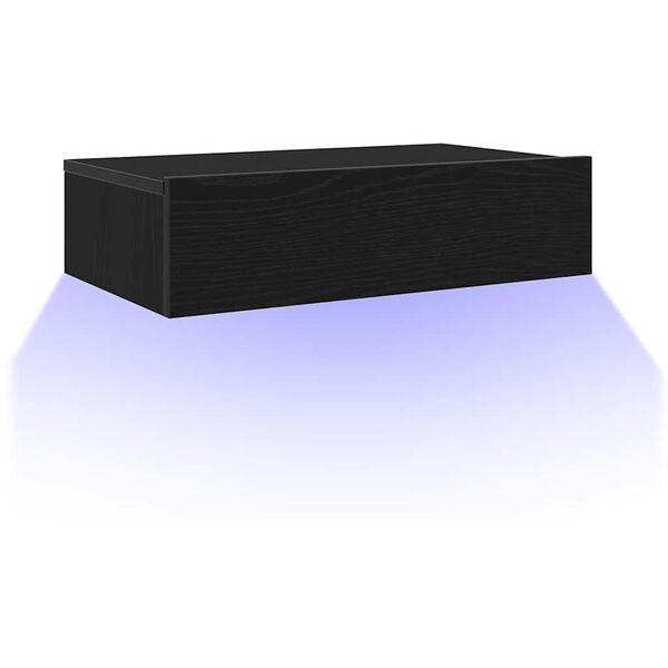 vidaXL TV Cabinet with LED Lights Black Oak 60x35x15.5 cm