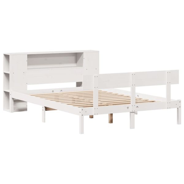 vidaXL Bookcase Bed without Mattress White 120x190 cm Small Double Solid Wood Pine