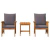 vidaXL Garden Sofa Set with Cushion 3 pcs Brown Solid acacia wood