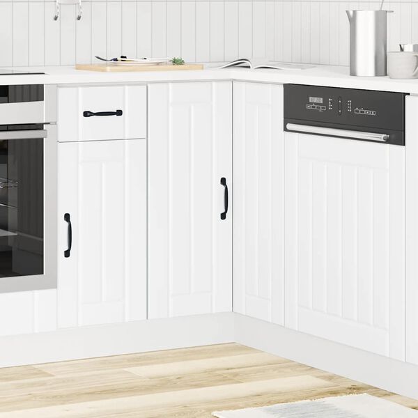 vidaXL Kitchen Corner Base Cabinet Lucca White Engineered Wood