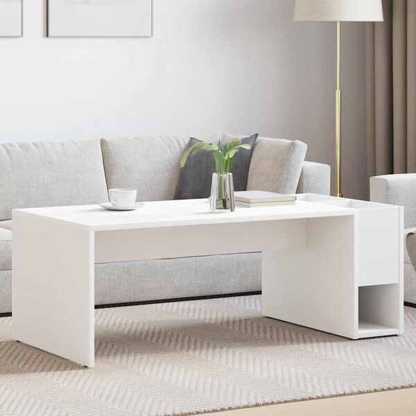 vidaXL Coffee Table White 101.5 x 50 x 37 cm Engineered Wood
