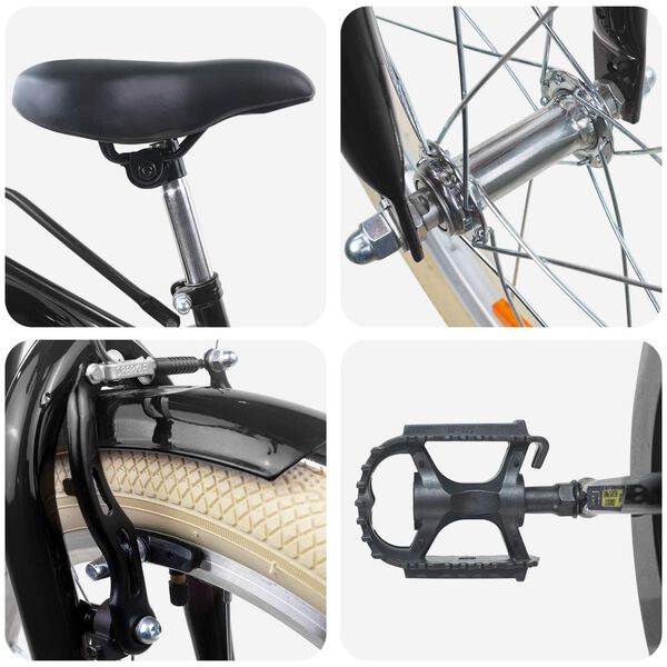 vidaXL Kids Bike 24'' for 8-12 Years Old Black