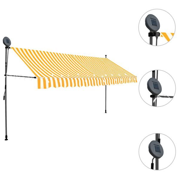 vidaXL Manual Retractable Awning with LED 400 cm White and Orange
