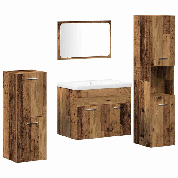 vidaXL Bathroom Furniture Set with Shelf 5 pcs Brown Engineered Wood