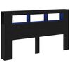 vidaXL LED Headboard Black Oak Engineered Wood