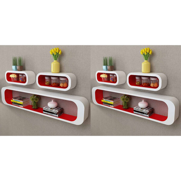 vidaXL Wall Cube Shelves 6 pcs Red and White