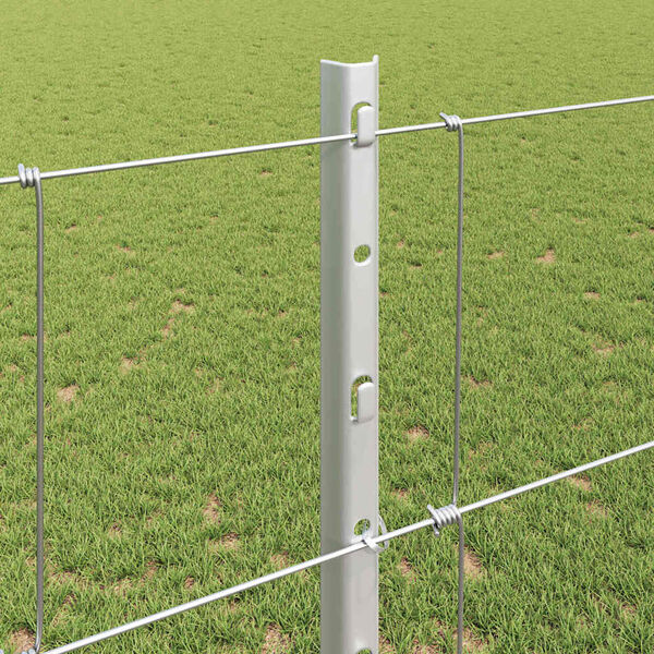vidaXL Fence with Post Silver 1.2 x 25 m Steel