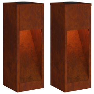 vidaXL Solar Led Pathway Light 2 pcs Bronze Weathering Steel
