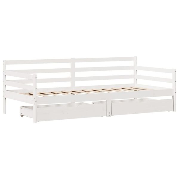 vidaXL Daybed with Drawers without Mattress White 90x200 cm Solid Wood