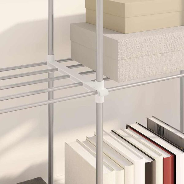 vidaXL Tubular Shelf with Storage White 129 x 27 x 132 cm Aluminium