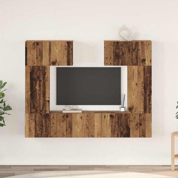 vidaXL TV Cabinet Set Wall-mounted 6 pcs Old Wood Engineered Wood