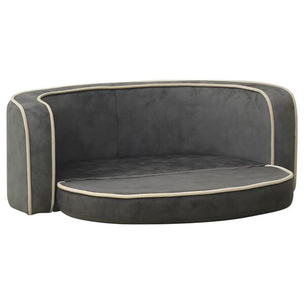 vidaXL Foldable Dog Sofa Grey 73x67x26 cm Plush Washable Cushion