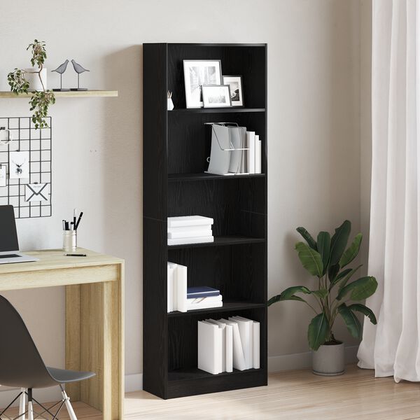 vidaXL Bookshelf Black Oak 60 x 24 x 176 cm Engineered Wood